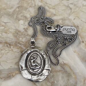 Pyrrha Cherub & Butterfly Rare Archived Talisman Sterling Silver 18” Chain